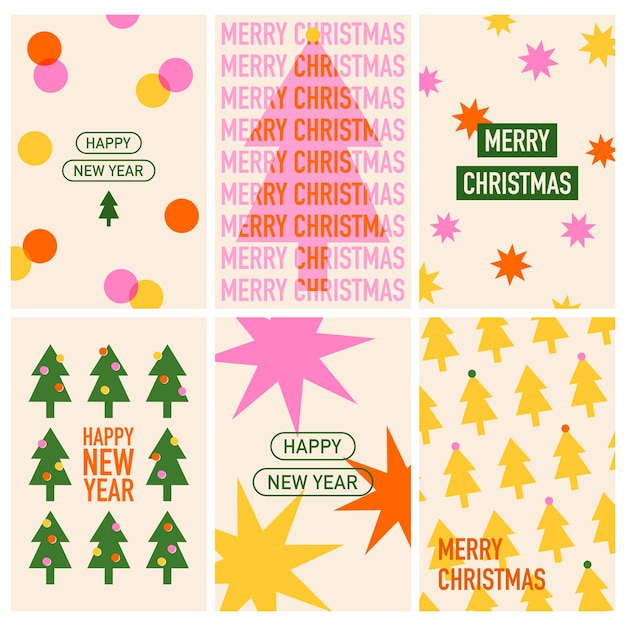 Set of christmas and new year cards vector illustration