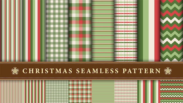 Set of Christmas seamless pattern decorated with Geometric shapes for wrapping fabric wallpaper