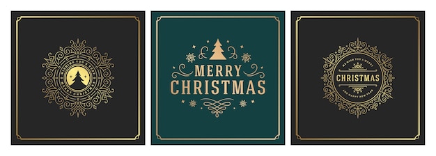 Set of Christmas square cards