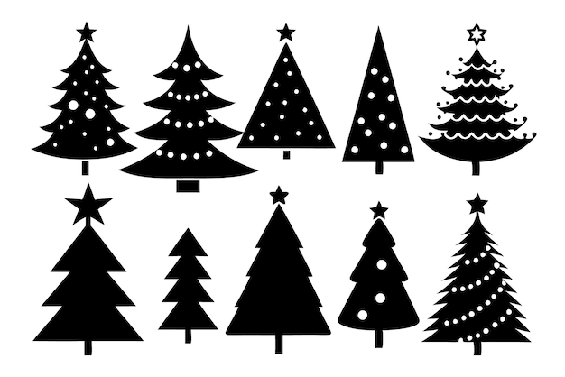 Set of Christmas tree silhouettes