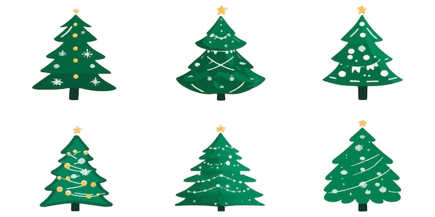 Set of Christmas tree vector icons isolated on white background