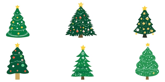 Set of Christmas tree vector icons isolated on white background