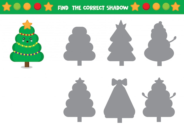 Set of christmas trees. Find differences. Educational worksheet