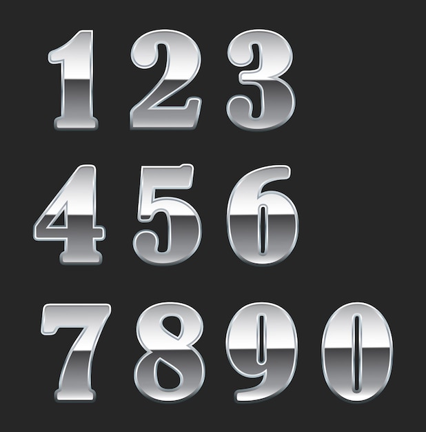 Set of chrome metal numbers