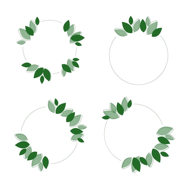 Set of circles floral green frame for highlights for social networks