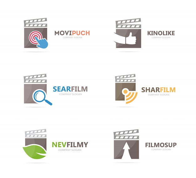 Set of clapperboard logo combination. Movie and cinema logotype design template.