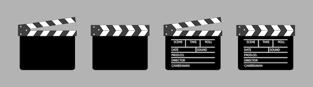 Vector set of clapping board clapper board vector icon set opened and closed movie clapper film clap board