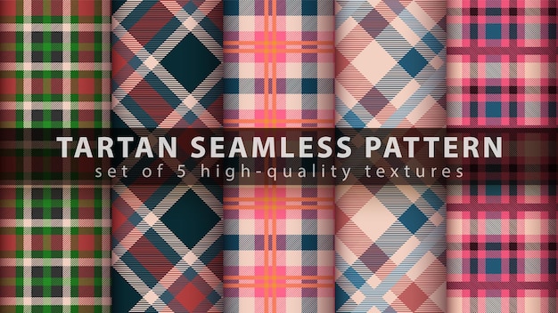 set of classic tartan seamless pattern