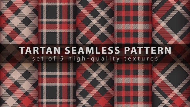 set of classic tartan seamless pattern