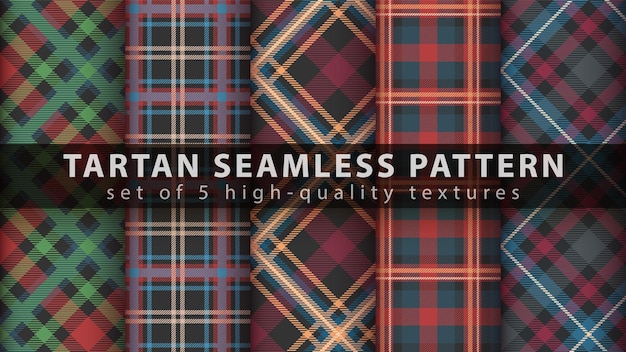 Set classic tartan seamless pattern