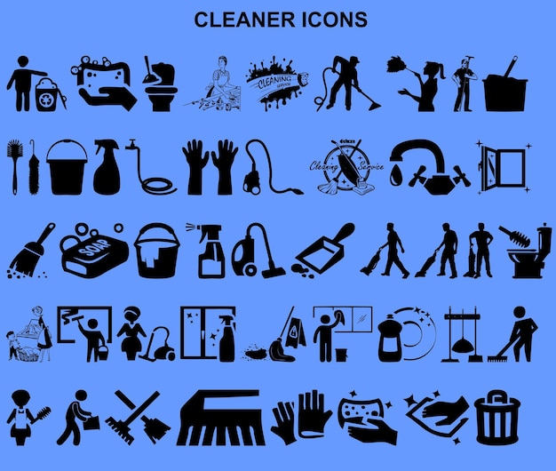 set of cleaner icons vector