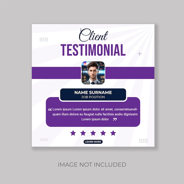 Set of client testimonials or review social media post design client testimonials social media post