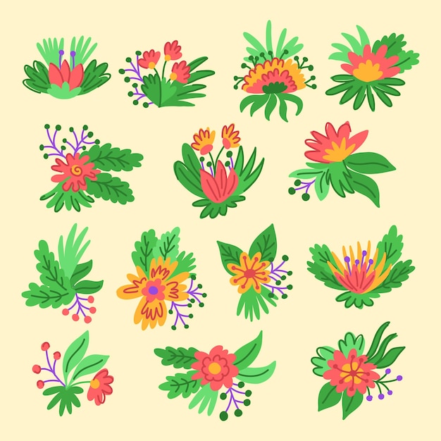 Set clip art of flower arrangements