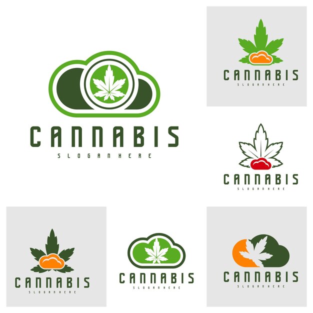 Set of Cloud Cannabis logo vector template Creative Cannabis logo design concepts