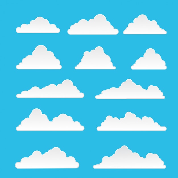 Set of Cloud isolated on blue background