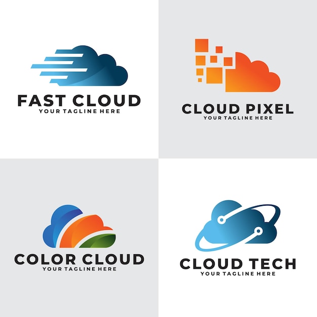 Set of cloud logo vector design template