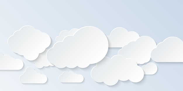 Set of clouds. Cartoon clouds isolated on light background. .