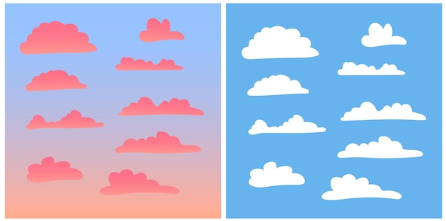 Set of clouds of different shapes