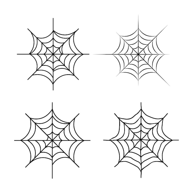 Set of cobwebs of various shapes Simple vector elements for designx9