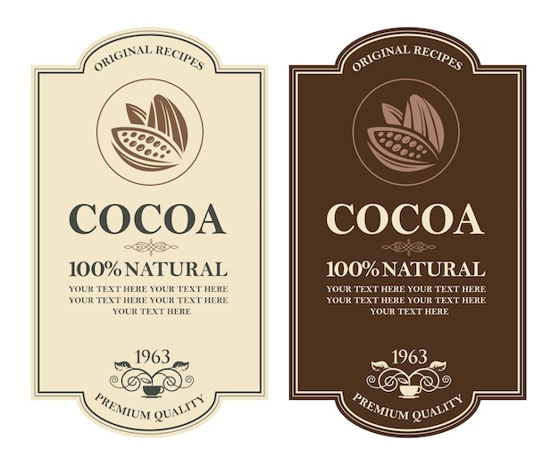 set of cocoa labels