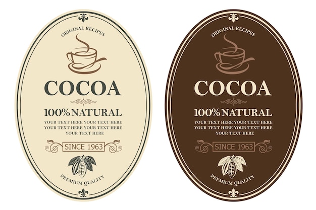 set of cocoa labels