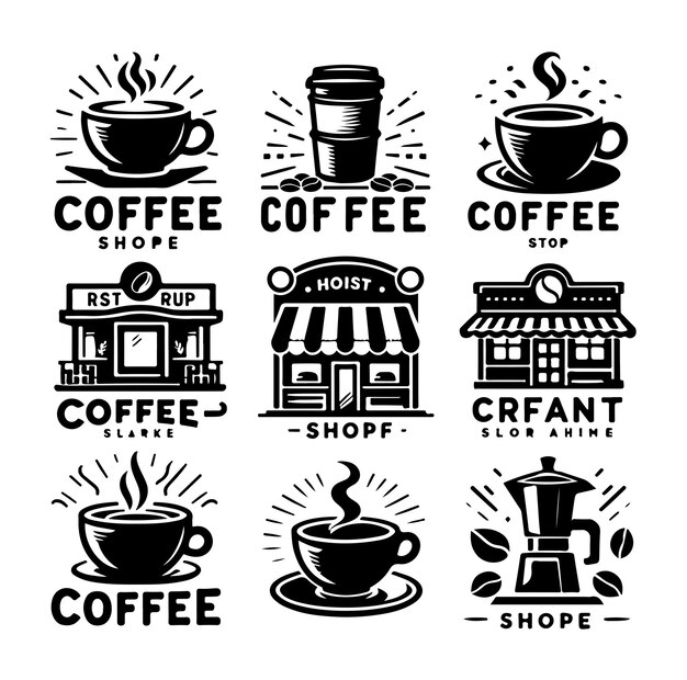 Vector set of coffee and cafe shop logo vector illustration