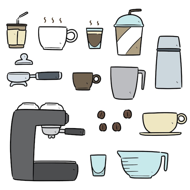 set of coffee cartoon