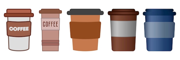 Set of coffee cups. Coffee house. Vector