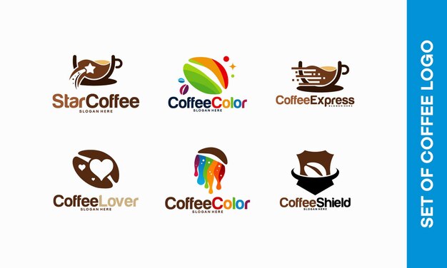 Set of Coffee logo designs concept vector, Various coffee bean and Coffee Cup logo template vector illustration