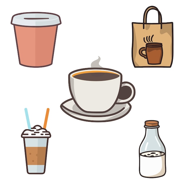 Set of Coffee shop Icon Coffee Shop Icon Vector Art Illustration