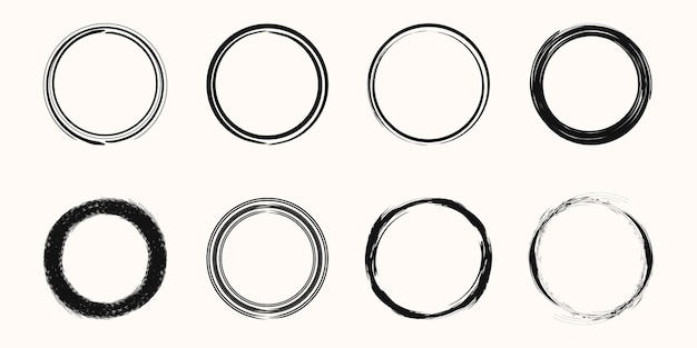 Set of Coffee Stain Ring Vector Shape - Circle Stamps - Round Brush Stroke - Icon, Logo Design.