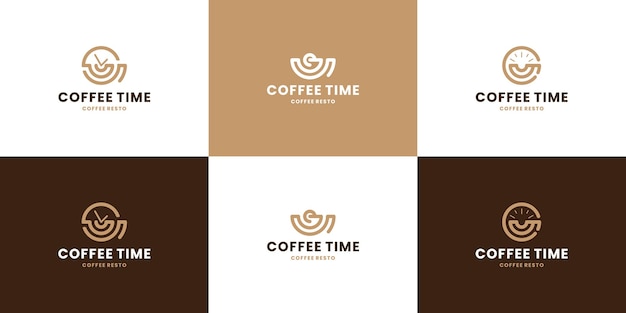 Set of coffee time logo design collection. break for coffee logo