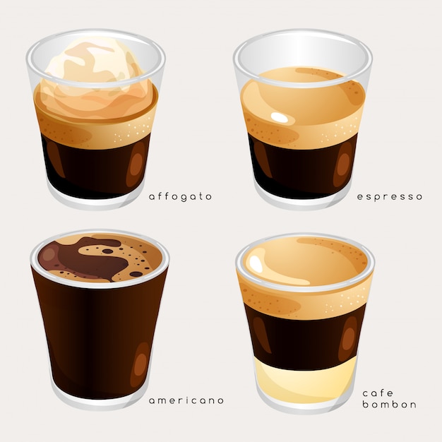 Set of Coffee Types :  Illustration