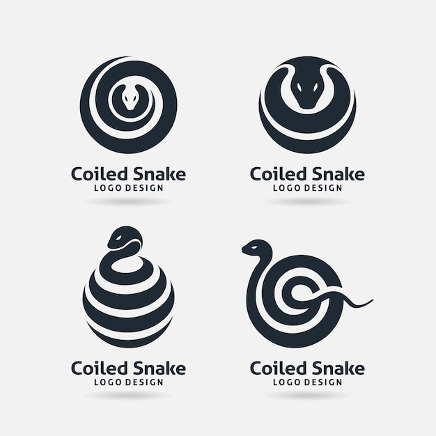 Set of coiled snake logo design