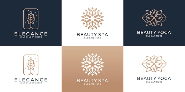 Set of collection abstract circle logo design with luxury concept logo template