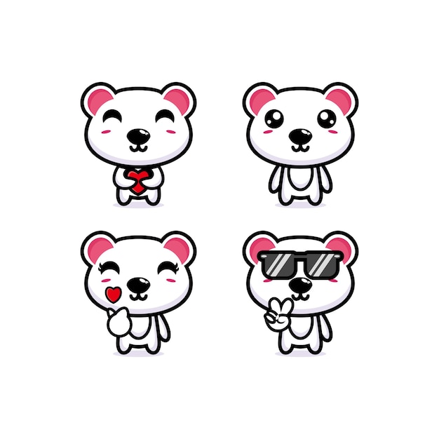 Set collection bear mascot character design