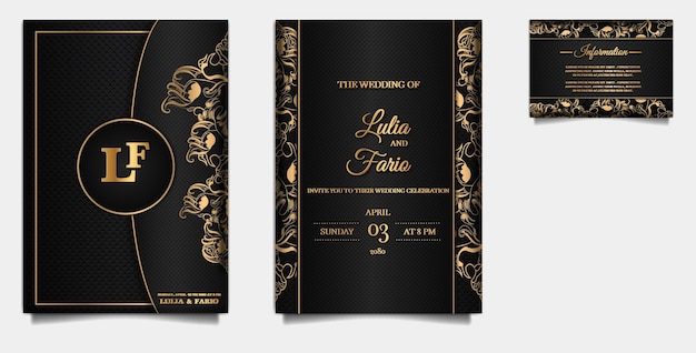 Set collection beautifull luxury wedding invitation card background design