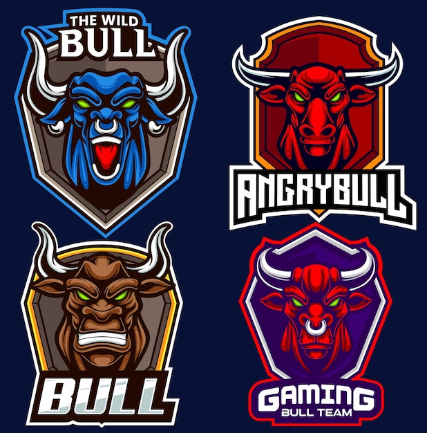 set collection of bull logo design for esport and sport team