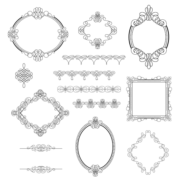 Set collection of calligraphic elements, frames,signs