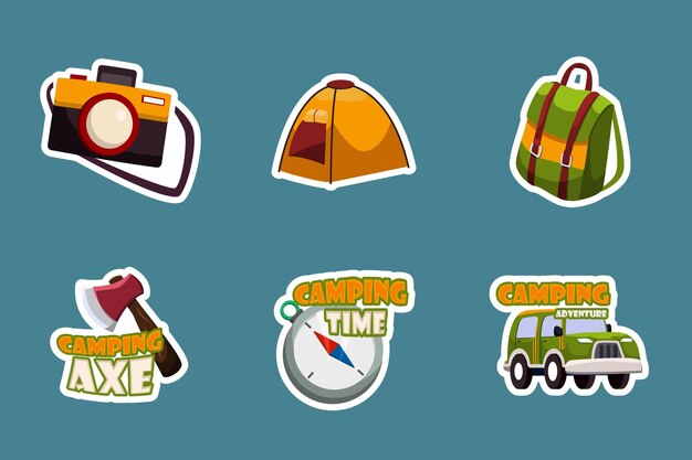 Vector set collection of camping sticker