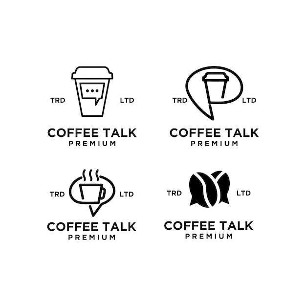 Set collection Coffee talk chat simple black vector logo design