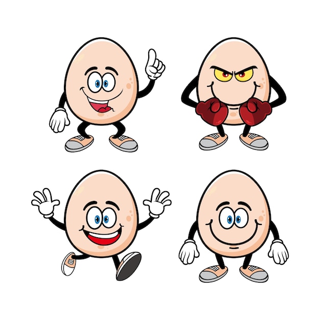 Set of collection cute smiling egg cartoon character