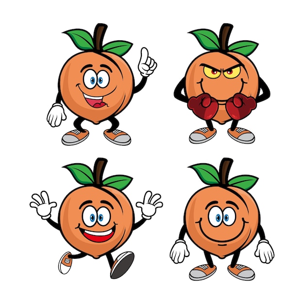 Set of collection cute smiling peach cartoon character