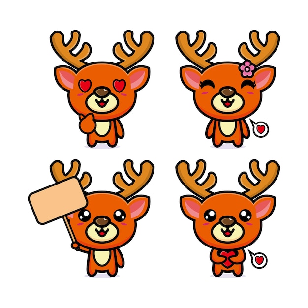 Set collection deer mascot character design