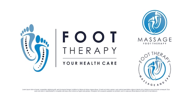 Set collection of foot therapy massage logo design with creative element Premium Vector