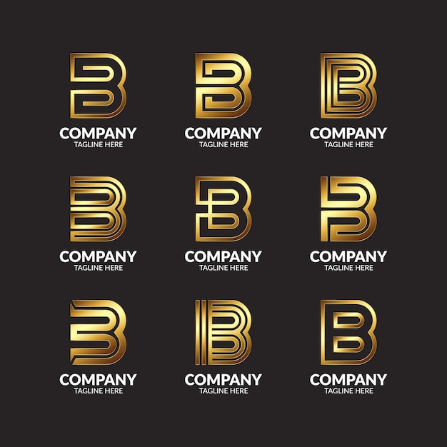 Set of Collection Golden Monogram Letter
B Logo Design