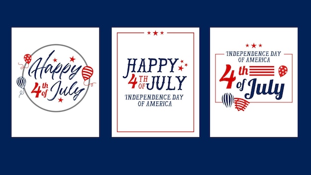 Vector set collection independence day social media post banner 4th of july united states america