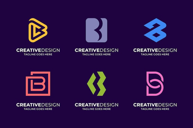 Set of collection initial letter b logo templates Creative abstract monogram icon for modern business digital marketing technology