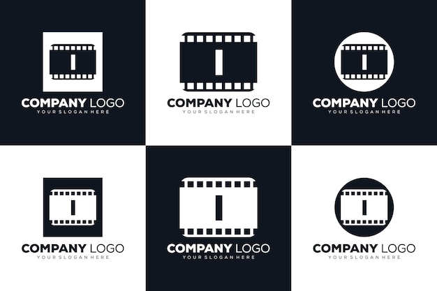 set of collection Letter I initial logo for Cinema film and videography design template