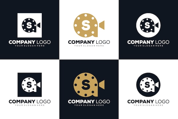 set of collection Letter S initial logo for Cinema film and videography design template